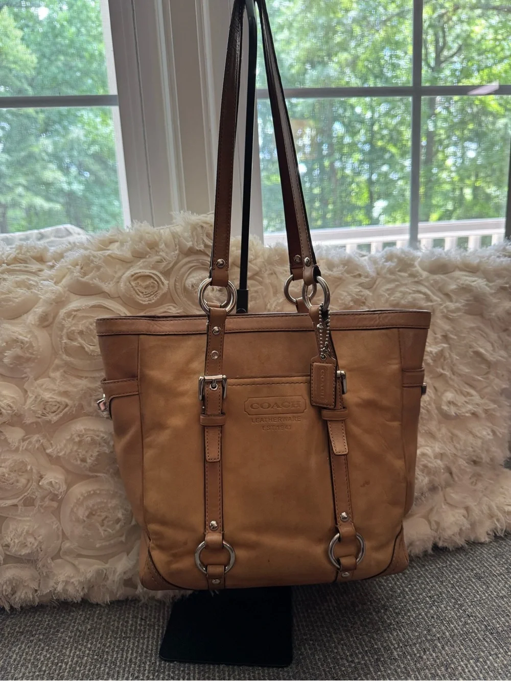Coach Leatherware Leather F11524 Cognac Glove-Tanned Leather Shoulder ZipTop Bag